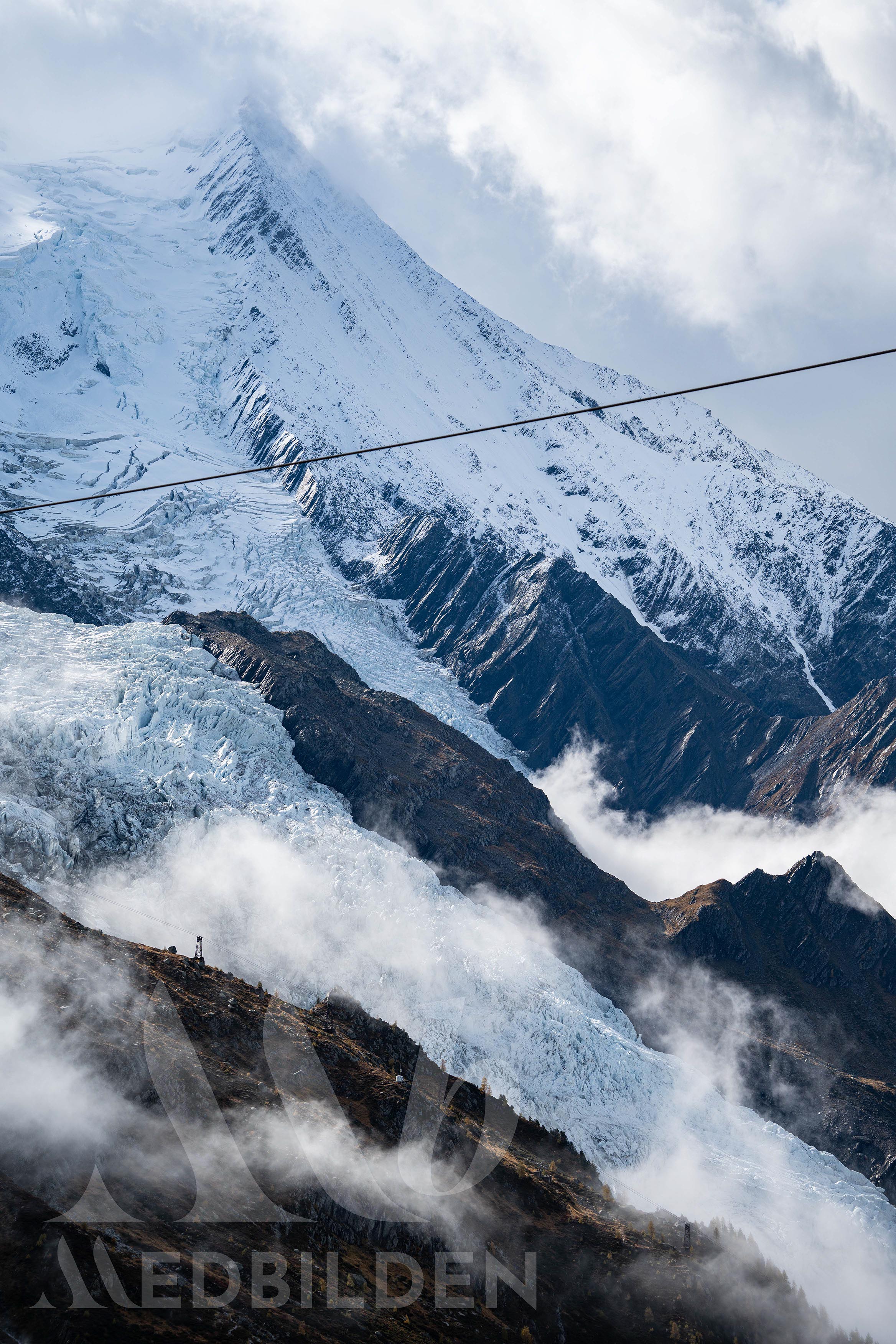 The Mont Blanc massif seen from the Chamonix valley