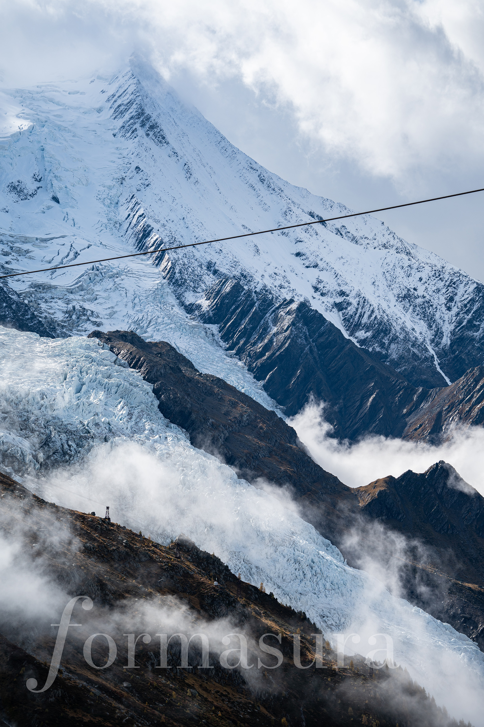 The Mont Blanc massif seen from the Aiguille du Midi